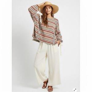 Free People Striped Oversized Top Boho Coastal We The Free M